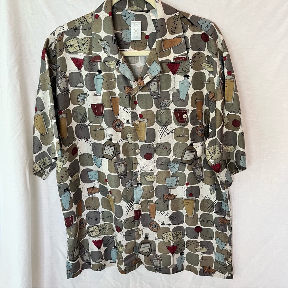 Burma Bibas Men's Silk Button Down Shirt Cocktail Resort Groovy Size: M